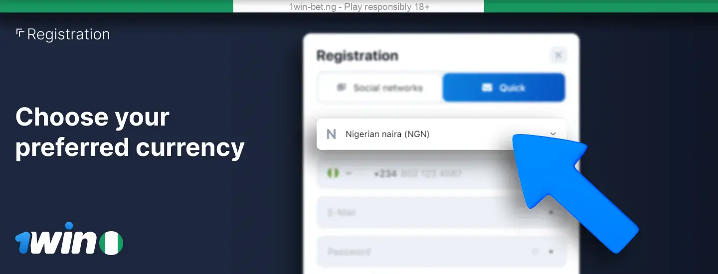 Select the currency of 1win Nigeria