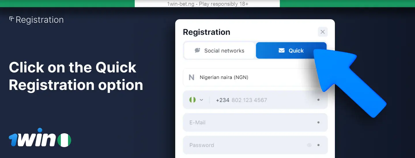 Input your phone number and email in the 1win Nigeria sign up form.