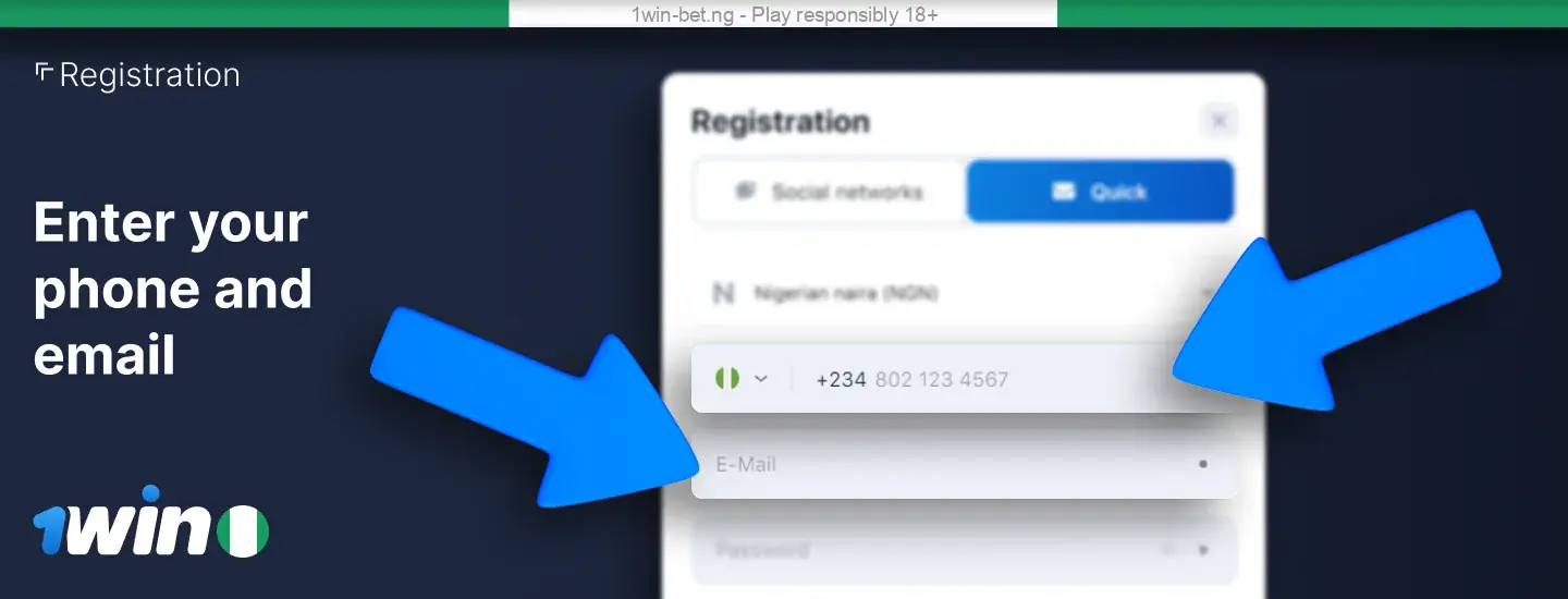 Access the promo code entry field for 1win Nigeria.