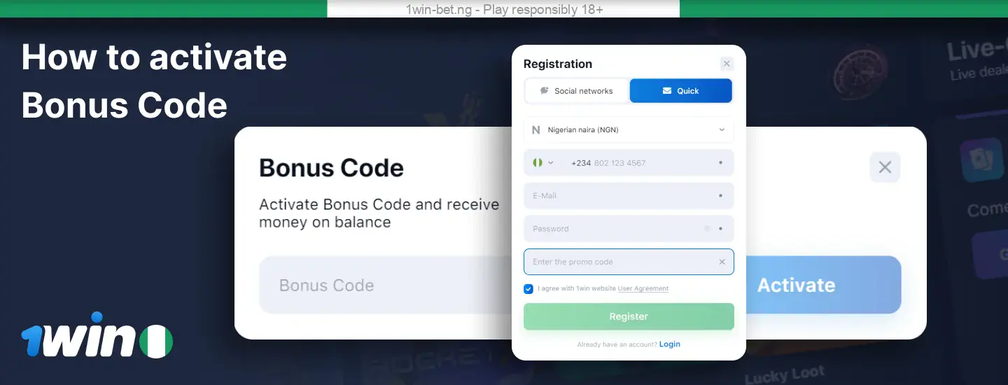 How to enable 1win Nigeria promocode