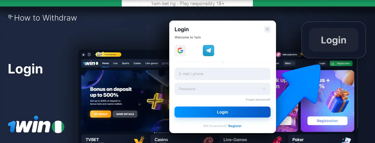 Log in to your 1win account