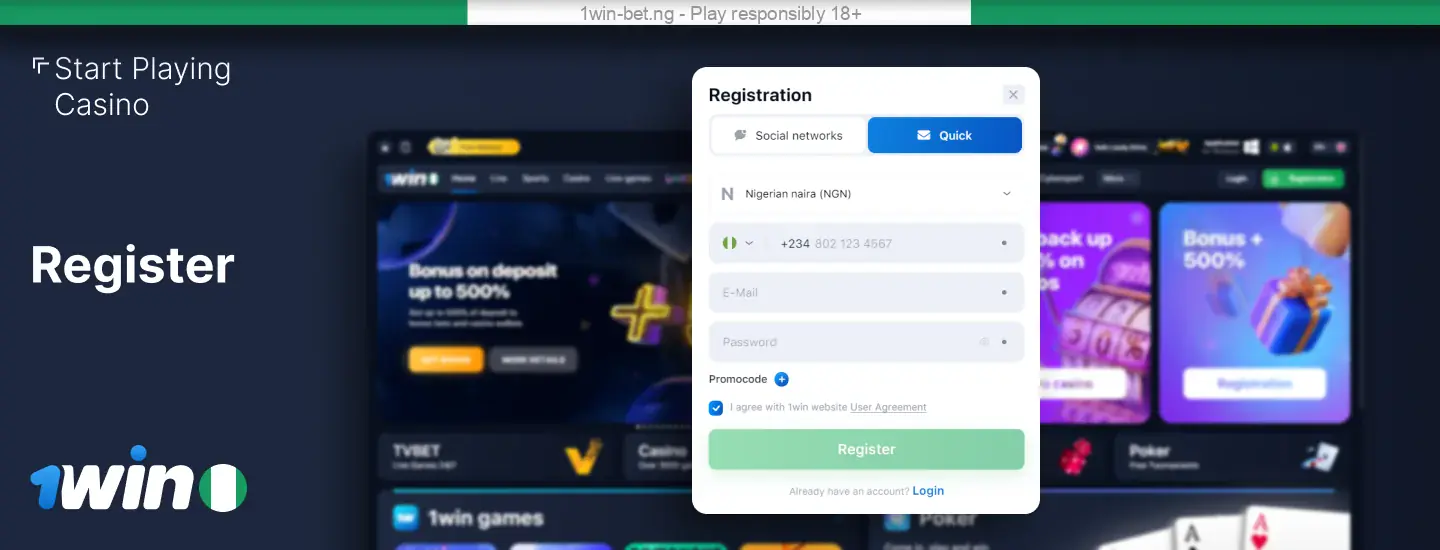 1win Nigeria Casino Registration